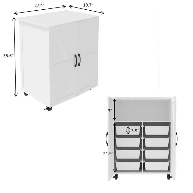 Okak Îlot de cuisine avec 2 portes de placard, chariot de cuisine avec grand espace de rangement, îlot de cuisine sur roulettes pour cuisine, salle à manger, blanc