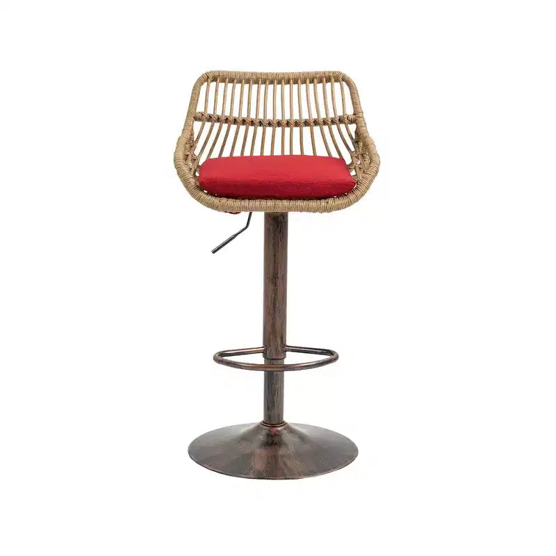 Tabourets de bar modernes pivotants Okak hauteur comptoir, lot de 2, tabourets de bar en rotin réglables avec coussin et repose-pieds, tabourets de comptoir pour la cuisine
