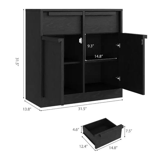 Meuble Buffet Double Porte GustoWave avec Rangement, Armoire de Rangement en Bois Accent Moderne avec 2 Tiroirs
