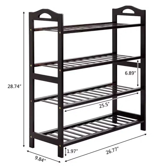 Étagère multifonction à 4 niveaux pour chaussures, serviettes, livres, petits appareils ménagers en bambou
