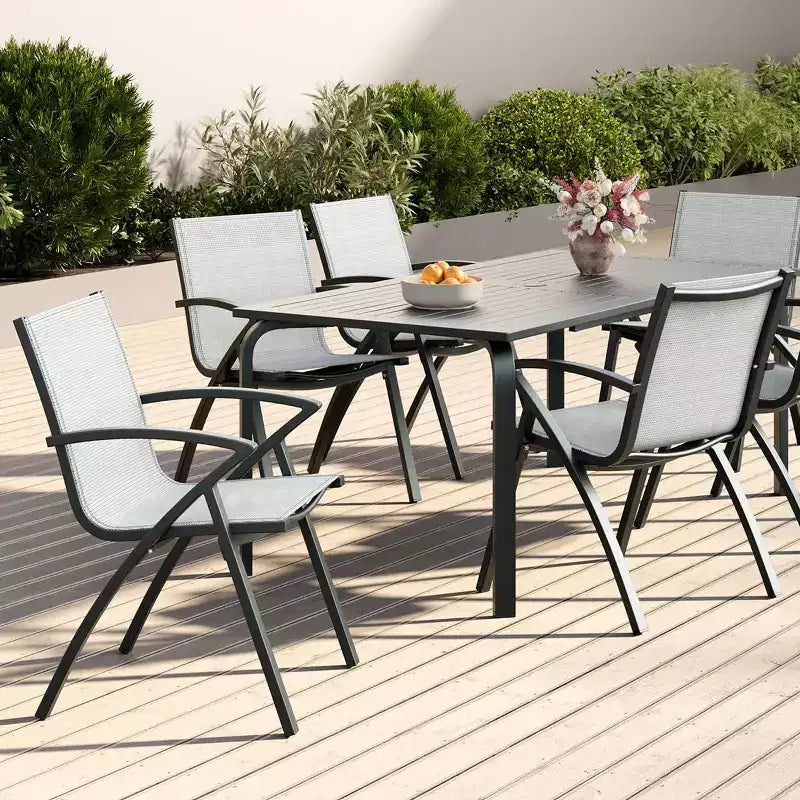 Chaises de salle à manger extérieures en aluminium Soutien ergonomique pour terrasse, pour arrière-cour