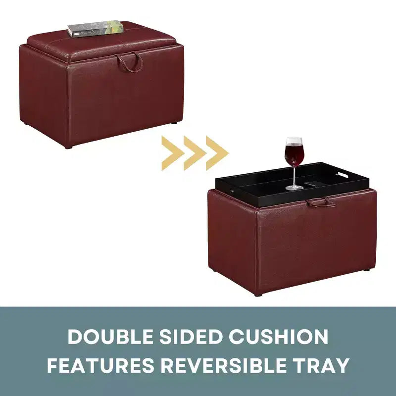 Pouf de rangement d'appoint Comfort HomeStock avec plateau réversible