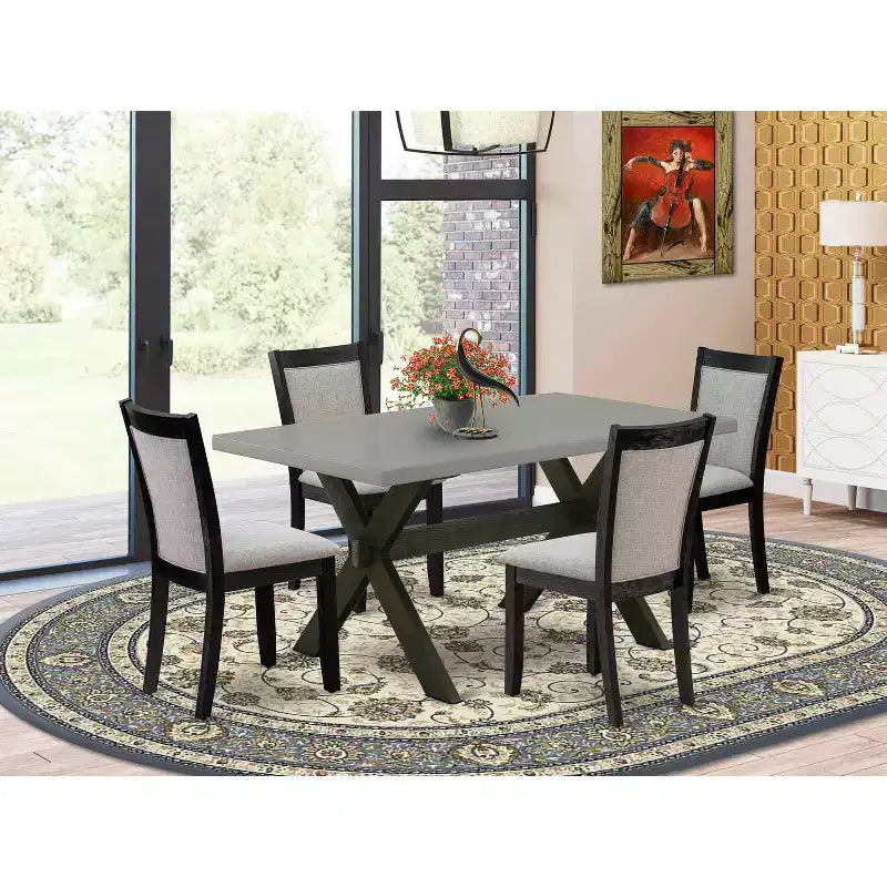 Ensemble de salle à manger HomeStock 5 pièces, table avec plateau en bois massif finition chêne naturel et 4 chaises
