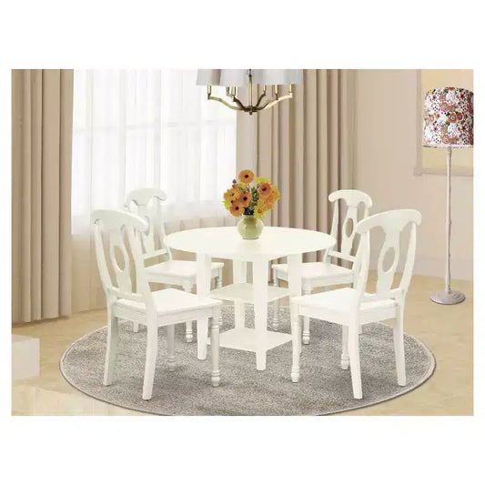 Salle à manger victorienne 5 pièces, table ronde et 4 chaises extensibles de 20 à 42 pouces