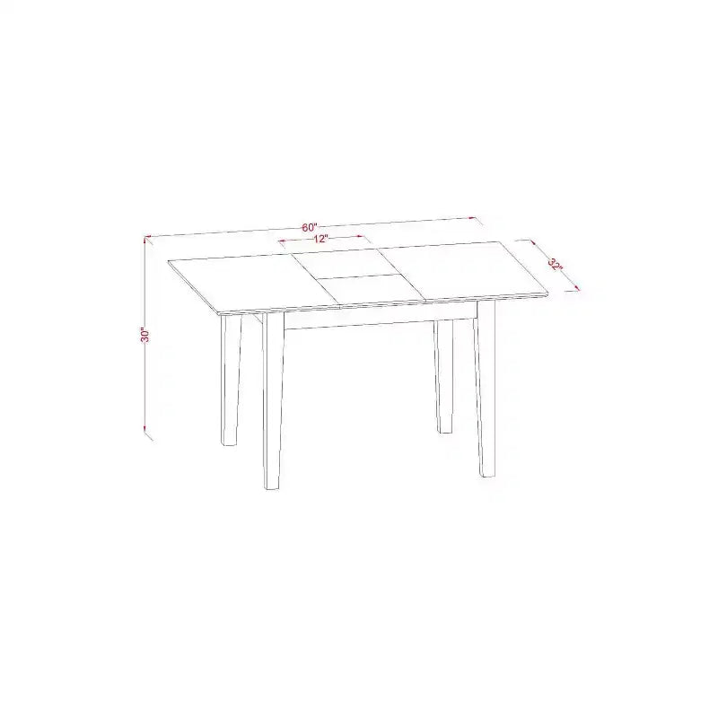 Ensemble de salle à manger 5 pièces en bois massif finition acajou avec boutons touffetés (4 places)