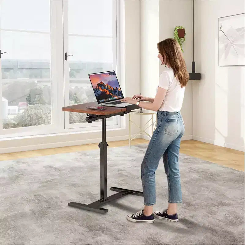Bureau debout à hauteur réglable avec roulettes dissimulées, table d'appoint pour ordinateur avec plateau divisé inclinable pour bureau, canapé, lit médicalisé