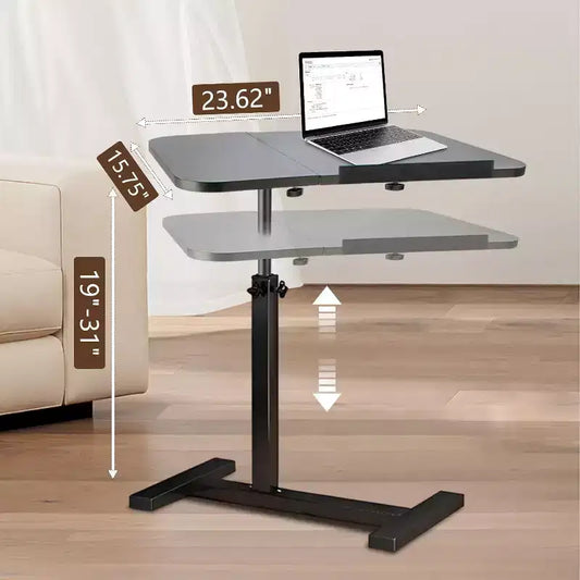 Bureau debout à hauteur réglable avec roulettes dissimulées, table d'appoint pour ordinateur avec plateau divisé inclinable pour bureau, canapé, lit médicalisé