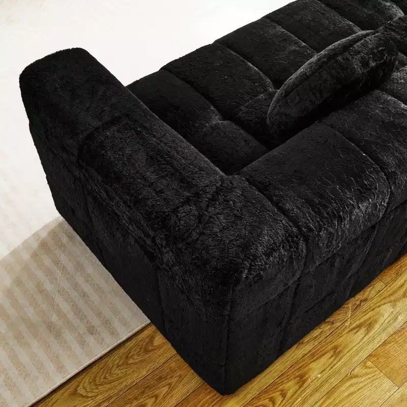 Okak Canapé boneless moderne 2/3 places avec coussins décoratifs circulaires, causeuses en tissu à carreaux pour salon, chambre, appartement