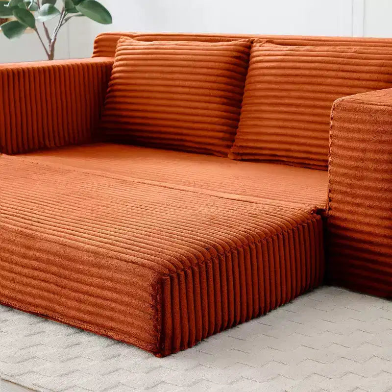 Canapé convertible 2-en-1 moderne Okak sans accoudoirs avec mousse à mémoire de forme, futon en velours côtelé pour salon, appartement