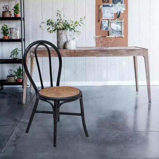 GDFStudio Corbin, chaises de salle à manger modernes en rotin et bois à dossier haut (lot de 2)