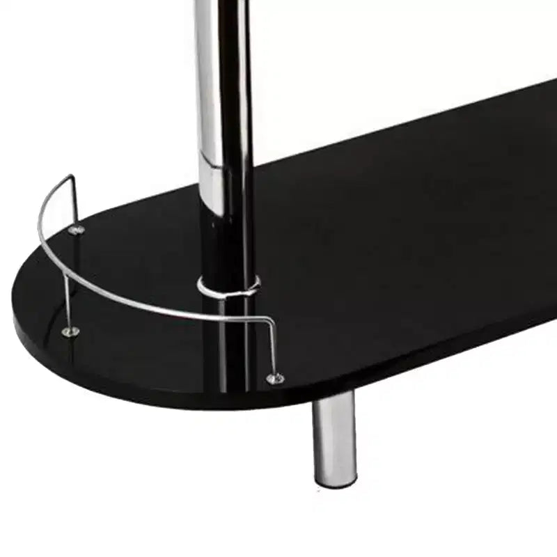 Table de bar moderne Royal Hampton de 42 pouces, 3 étagères, verre trempé, noir, chrome