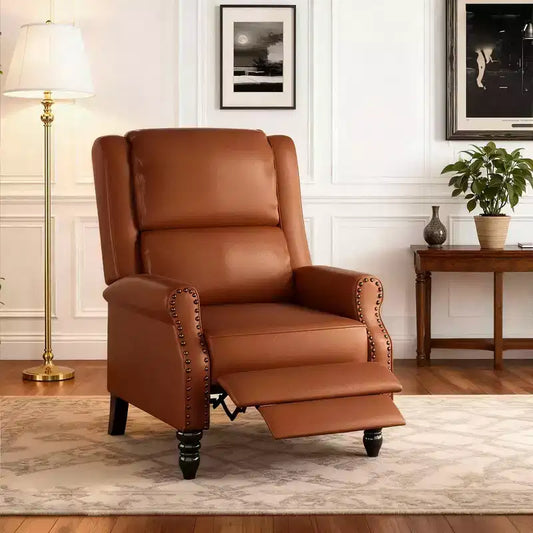 Fauteuil inclinable à dossier poussé MAYEERTY en similicuir marron whisky, design ergonomique pour salon, chambre et VR