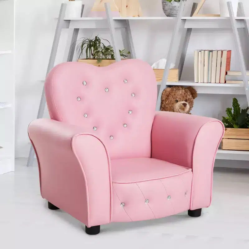 Canapé pour enfants Canapé-lit Enfant Rembourré Fauteuil Princesse Meuble avec Décoration Diamant pour Enfant d'âge Préscolaire