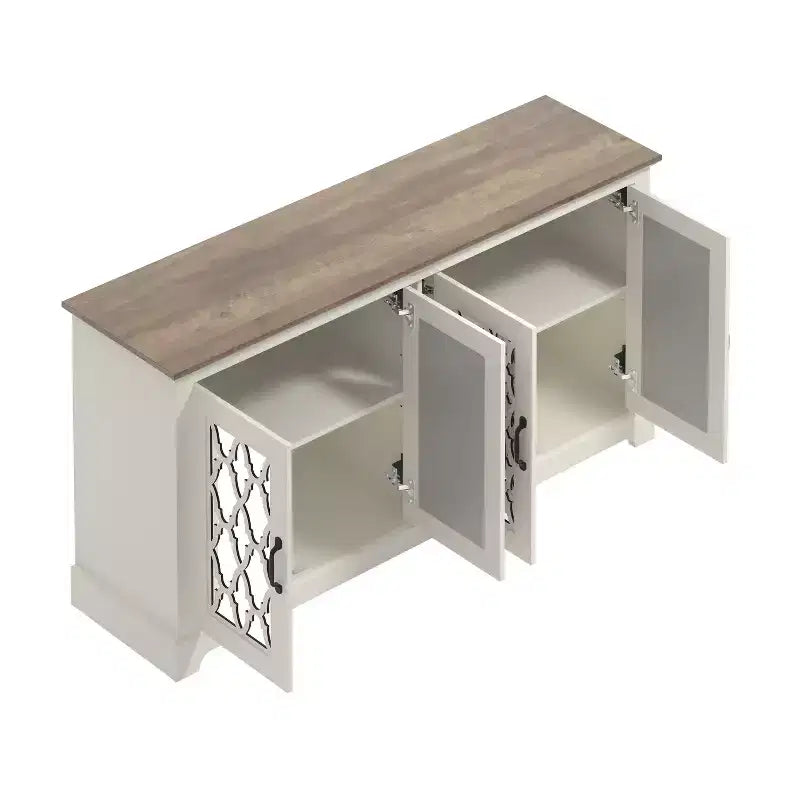 Meuble TV GALANO avec rangement à porte miroir 59,6 L 15,7 P 29,3 H