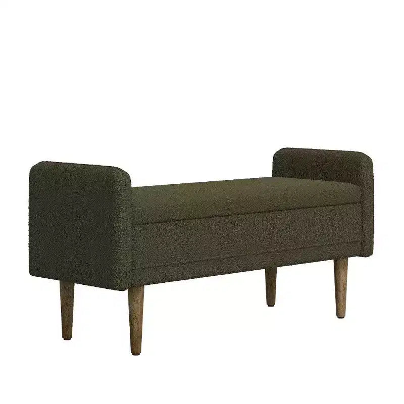 Banc de rangement en velours Teddy TUYOHW 45.98, Banc de bout de lit avec couvercle relevable, Pouf multifonctionnel pour salon, entrée