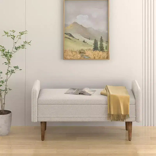 Banc de rangement en velours Teddy TUYOHW 45.98, Banc de bout de lit avec couvercle relevable, Pouf multifonctionnel pour salon, entrée