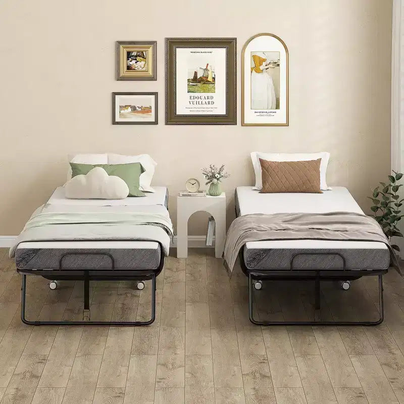 Lit Pliant avec Matelas pour Adultes, Lit Simple, Lit Pliable Portable avec Matelas en Mousse à Mémoire de Forme et Cadre en Acier