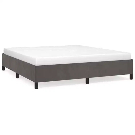 Cadre de lit Velours gris foncé (100 % polyester), contreplaqué, bois d'ingénierie