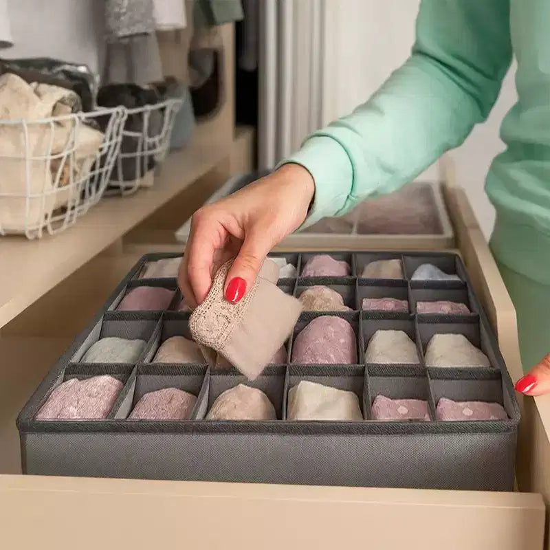 Garnen Organisateur de Tiroir, Lot de 3 Boîtes de Rangement pour Tiroir, Séparateur de Tiroir pour Chaussettes et Sous-vêtements, Organisateur de Placard et Rangement pour Chambre d'Enfant, Gris