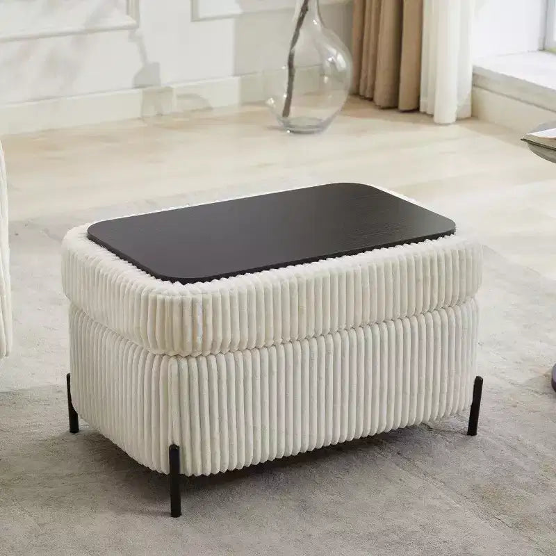 TUYOHW 30.3 Banc ottoman de rangement, banc ottoman rembourré de bout de lit avec rangement caché, ottoman en velours côtelé pour salon, entrée