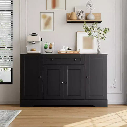Buffet bahut, buffet de rangement à quatre portes avec portes d'armoire, meuble de rangement de cuisine et de salle à manger, bar à café polyvalent