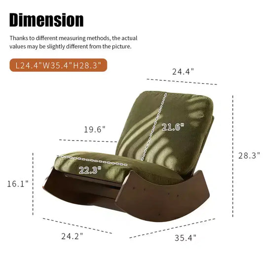 Fauteuil à bascule planeur confortable Rembourrage Fauteuil planeur Cadre en bois massif Plusieurs réglages Fauteuil de lecture d'appoint