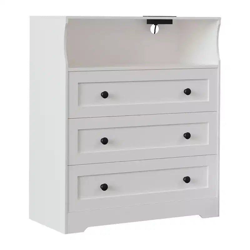 Petite commode en bois à 3 tiroirs, Commode en bois pour chambre à coucher, placard, table de chevet, Commode étroite, 39,9 P x 80 L x 94,5 H cm