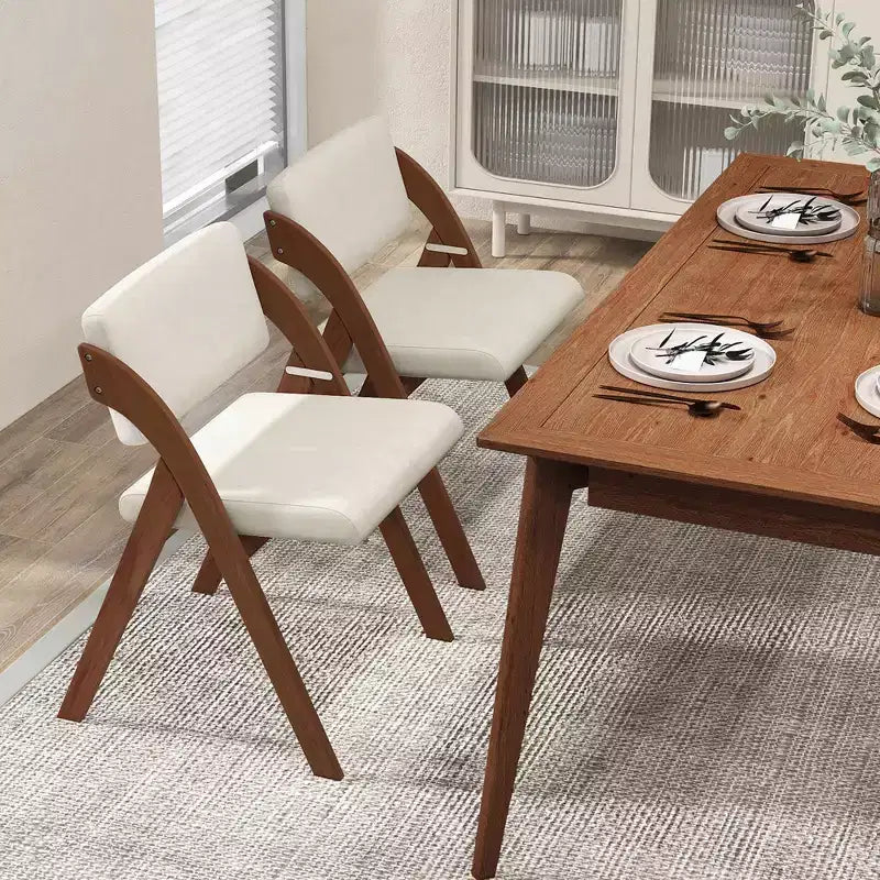 Costway Lot de 2 chaises de salle à manger pliantes de cuisine avec pieds en bois de caoutchouc et siège rembourré
