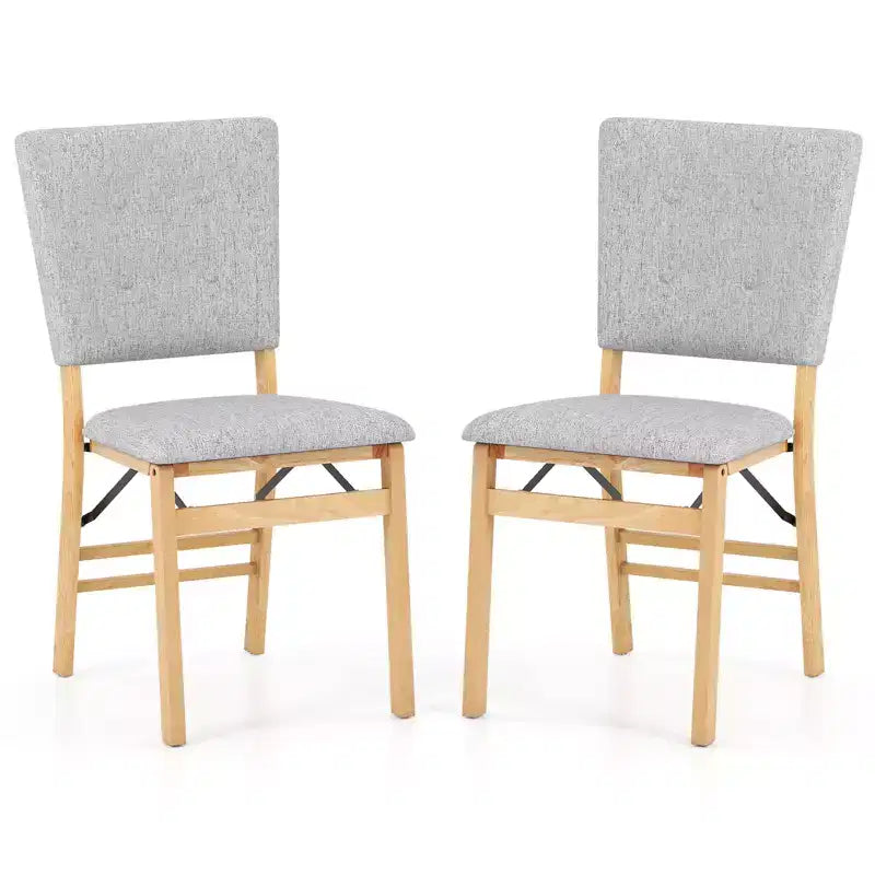 Lot de 4 chaises de salle à manger pliantes Costway avec siège rembourré et dossier inclinable, pieds en bois d'hévéa