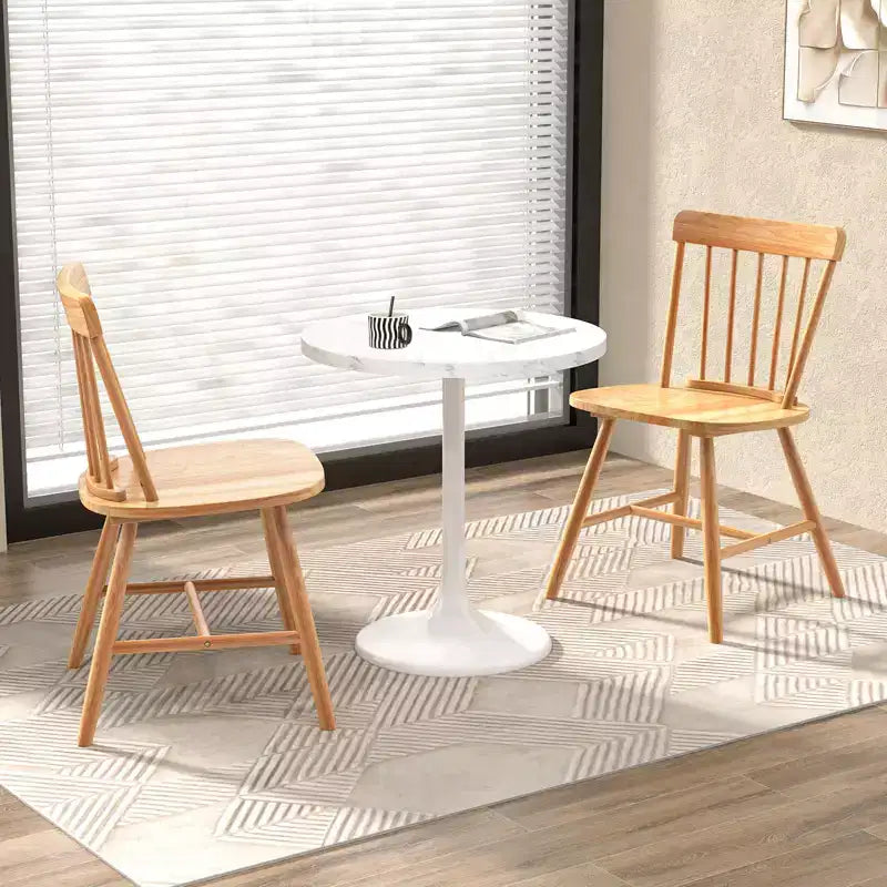 Lot de 2 chaises de salle à manger Costway – Chaises de cuisine de ferme avec structure en bois d'hévéa et assise large