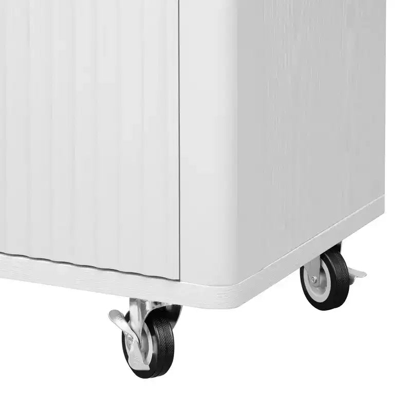 Îlot de cuisine cannelé avec abattant, îlot de cuisine de style campagnard sur roulettes avec étagère de rangement, chariot de cuisine roulant avec porte-serviettes pour salle à manger