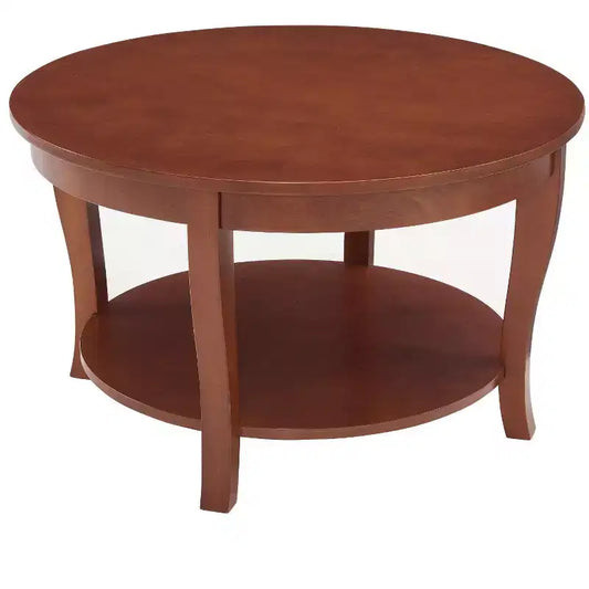 Table basse ronde de 30", table centrale en bois à 2 niveaux, table d'appoint circulaire, table d'appoint de canapé pour salon, chambre, appartement, bureau
