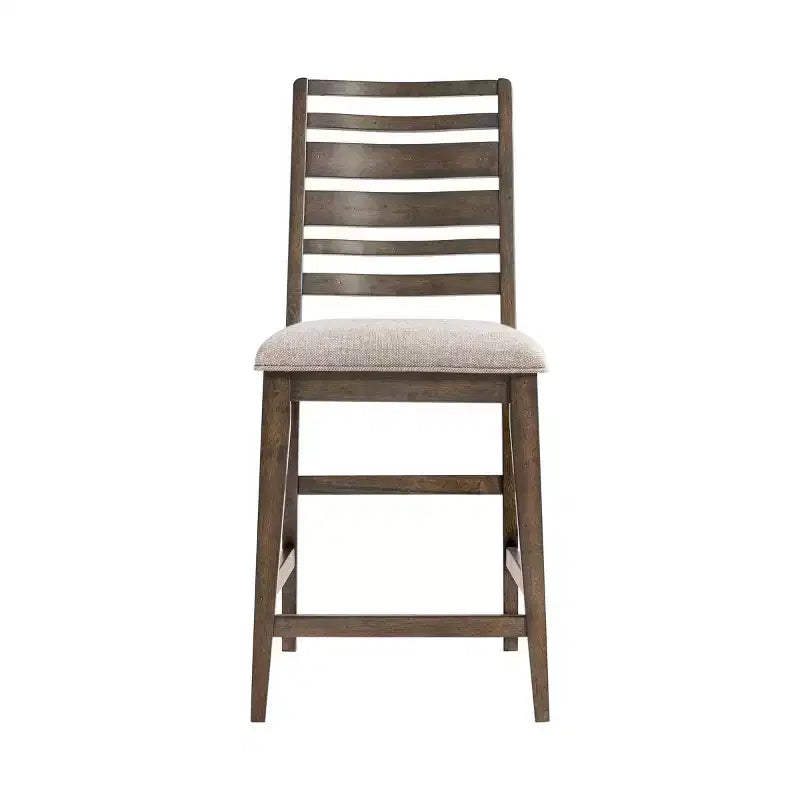 Ensemble de 2 tabourets de bar hauteur comptoir Kauai Ladderback avec coussin d'assise, 24 po, finition brossée mangue - Intercon