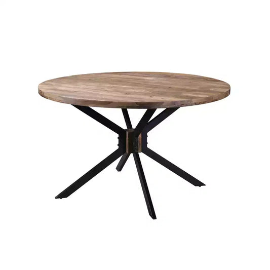 Table à manger ronde en bois de sheesham de racine marron - Timbergirl : Faite main, non extensible, 4 places