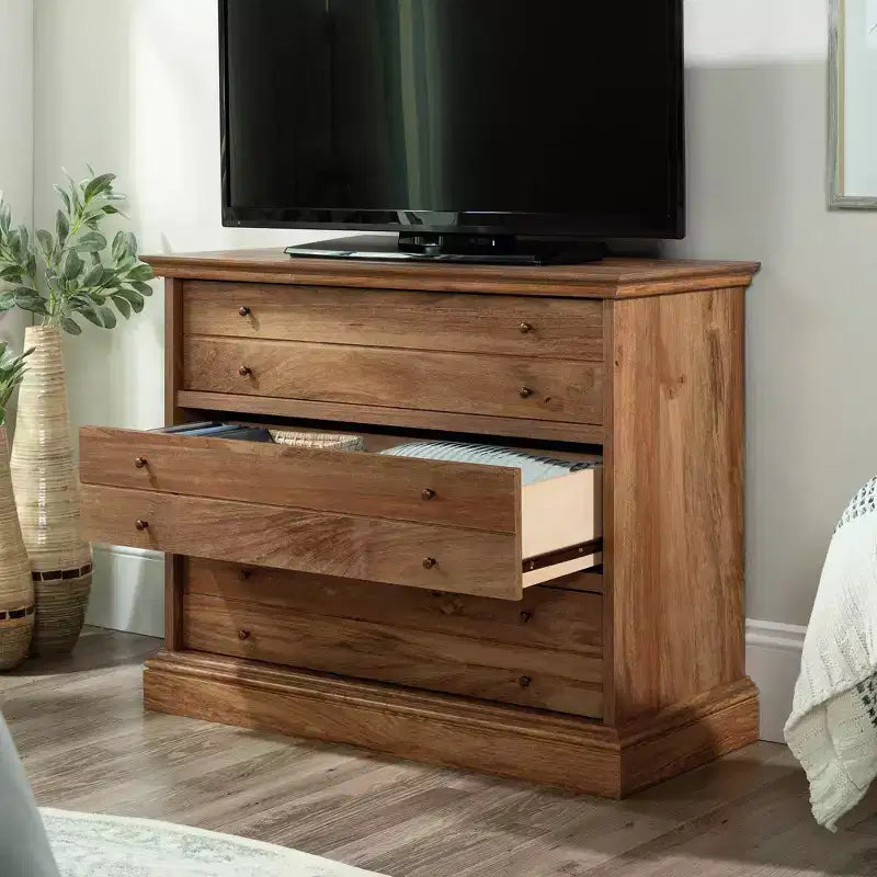 Commode 3 tiroirs Barrister Lane Sindoori Mango - Sauder : Rangement de chambre, Coulisses métalliques, MDF