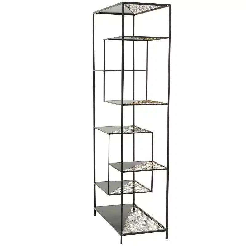 Étagère industrielle en métal noir 142 cm - Olivia & May : Rangement 8 niveaux, Aucun assemblage requis