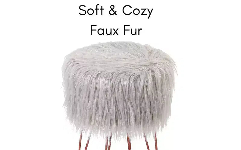 Tabouret ottoman en fausse fourrure BirdRock Home avec pieds épingles à cheveux - Argent