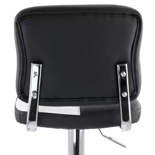 Tabouret de bar Elama 2 pièces réglable en similicuir noir et blanc avec piètement chromé