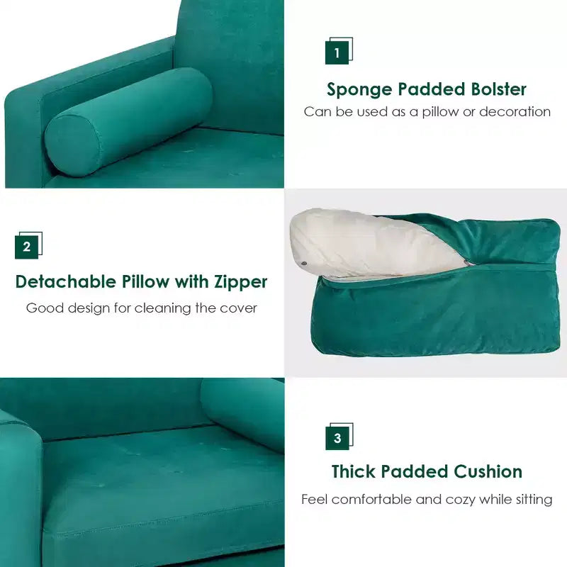 Costway Fauteuil d'appoint en tissu avec traversin et rangement latéral, couleur bleu sarcelle