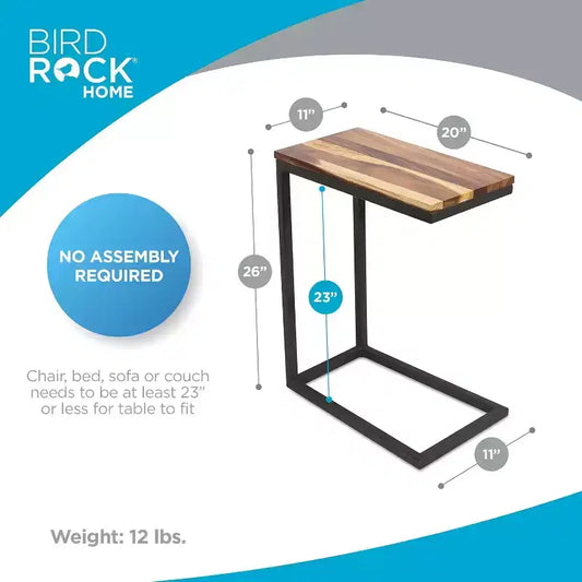 BirdRock Home Tables d'appoint en bois d'acacia pour canapé en C - Lot de 2