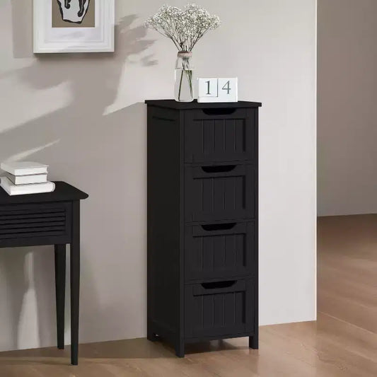 Meuble de salle de bain en bois Yaheetech, organiseur de rangement avec 4 tiroirs