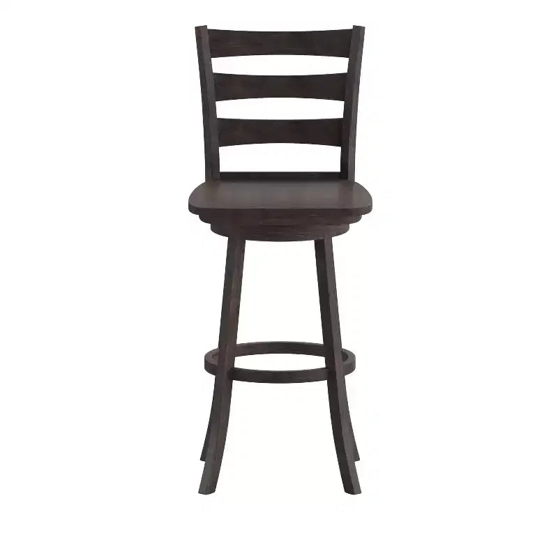 Tabouret pivotant classique en bois à dossier échelle de qualité commerciale Merrick Lane avec siège et repose-pieds en bois massif