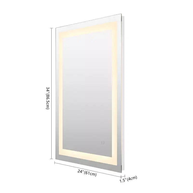 Miroir de courtoisie rectangulaire sans cadre anti-buée en aluminium à éclairage frontal LED tricolore Remy avec commande tactile intelligente - JONATHAN Y