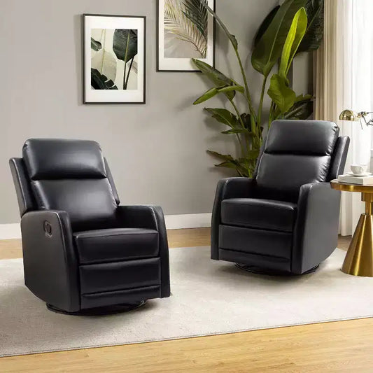 Lot de 2 fauteuils relax pivotants à oreilles en bois Ofelia pour chambre et salon ART OF LIVING DESIGNS-NOIR