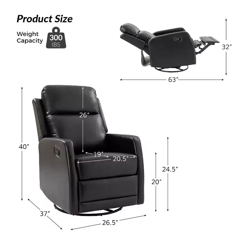 Lot de 2 fauteuils relax pivotants à oreilles en bois Ofelia pour chambre et salon ART OF LIVING DESIGNS-NOIR