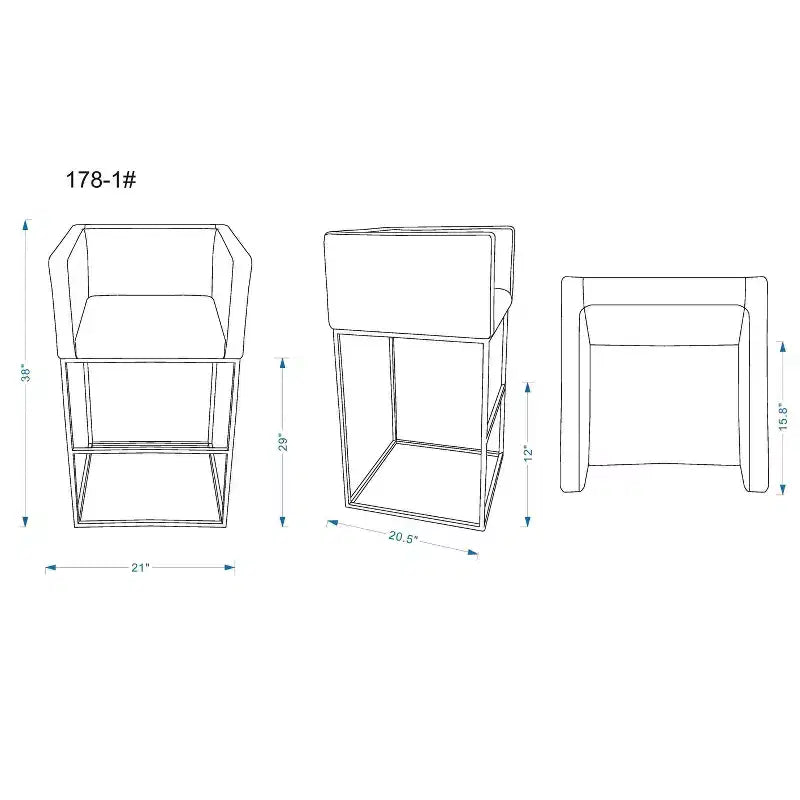 Lot de 2 tabourets de bar rembourrés Embassy en métal – Manhattan Comfort