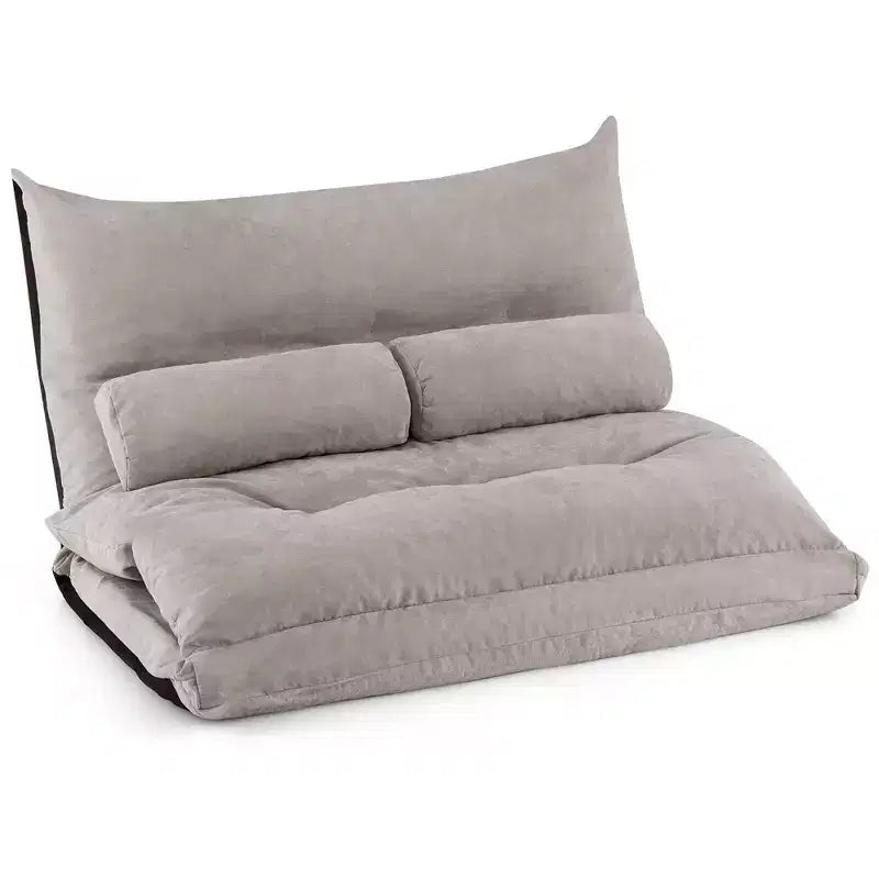 Canapé-lit paresseux convertible Costway avec dossier réglable sur 42 niveaux et 2 oreillers lombaires Gris/Beige