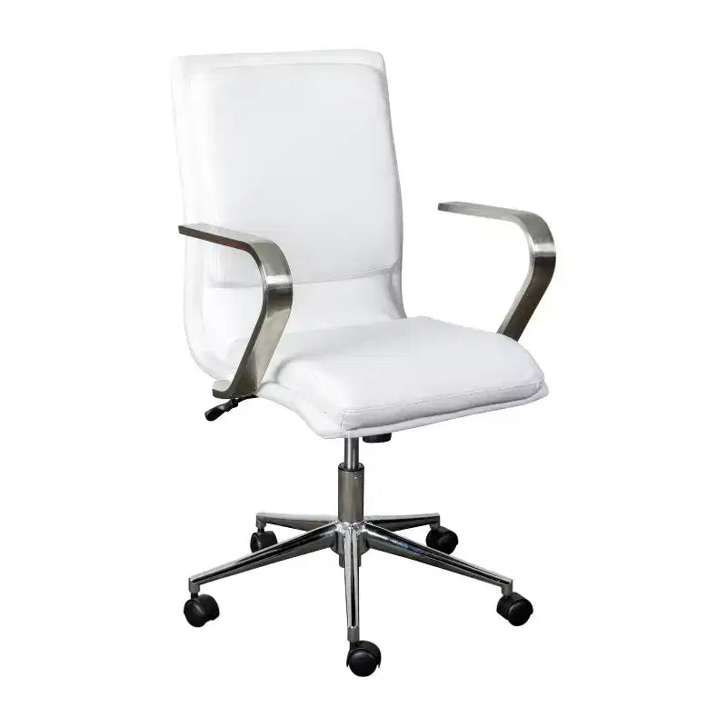 Chaise de bureau à dossier mi-haut rembourrée moderne Emma et Oliver avec accoudoirs et base 5 étoiles