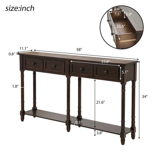 Console 2 tiroirs - 11,10 x 58,00 x 34,00