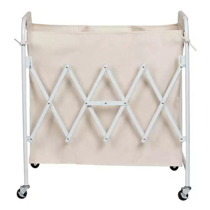 Honey-Can-Do Panier à linge triple accordéon : Panier à linge roulant en acier blanc avec roues, pliable, design ouvert